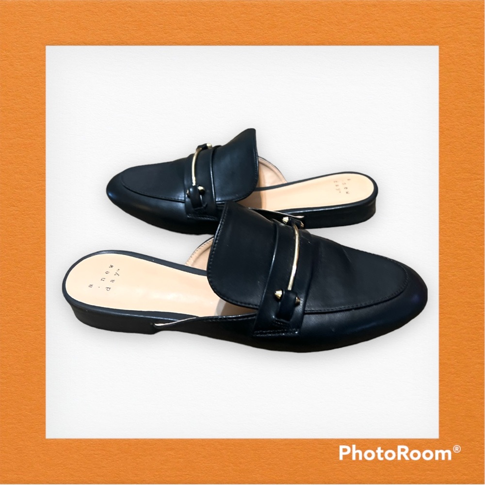 A New Day Black Mule Flats size 9